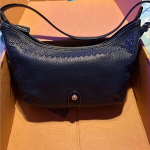 Brighton Navy Blue Pebbled Leather Shoulder Bag